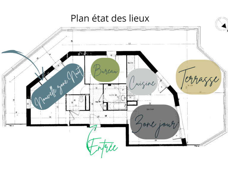 Plan d'étage établissant l'utilisation  de l'esapce